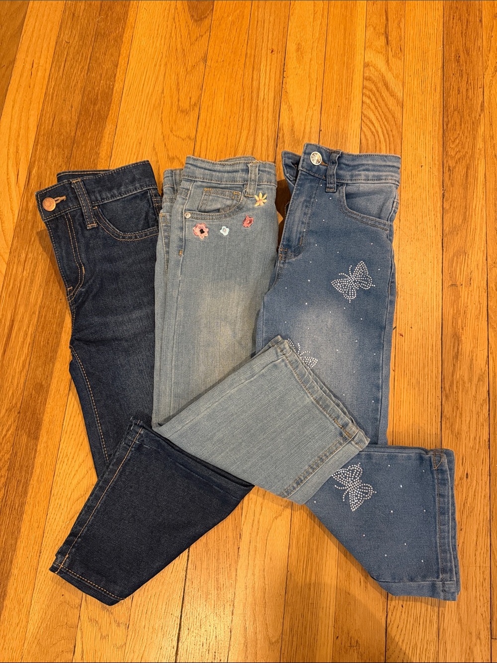 Old Navy Girls' Dark, Medium & Light Blue Skinny Jeans with Embroidery